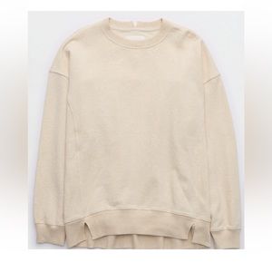 aerie the chill crew sweatshirt heather frost xxs